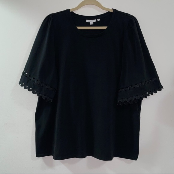 Chico's Lace Detail Flutter Sleeve Tee - Picture 8 of 8